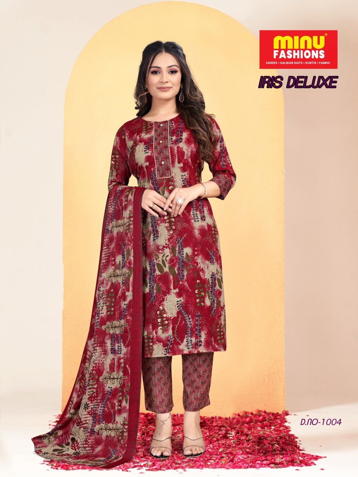 3 Piece Muslin Long Kurti Set Iris Deluxe (Vol-3) - 4 Pcs Set