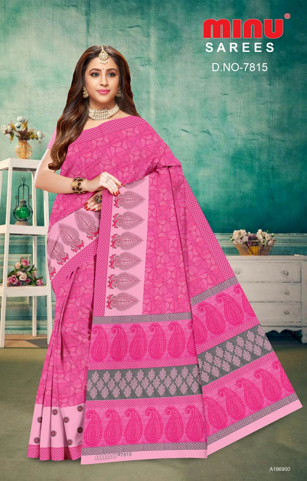 Embroidered Cotton Saree Jannat (Special Rate) - 8 Pcs Set