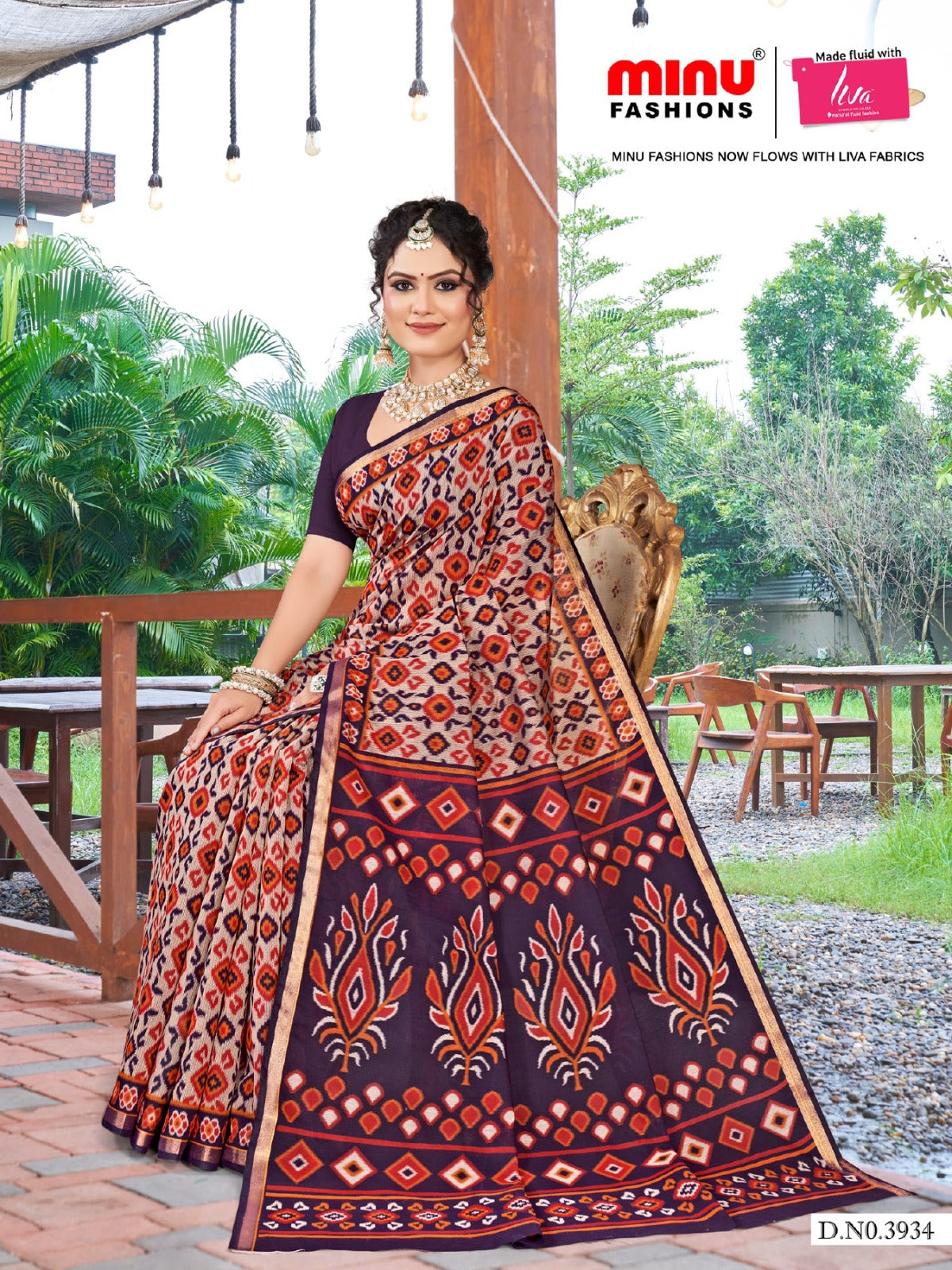 Malai Cotton Saree Kanishka Ikkat - 8 Pcs Set