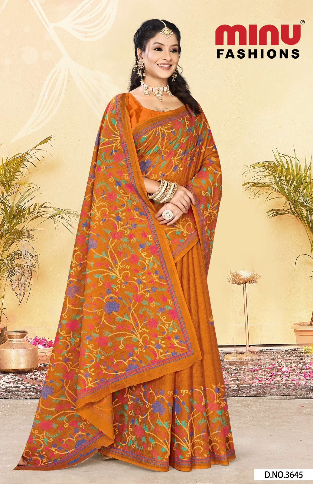 Malai Cotton Saree Kashmiri Cotton (Vol-3) - 8 Pcs Set