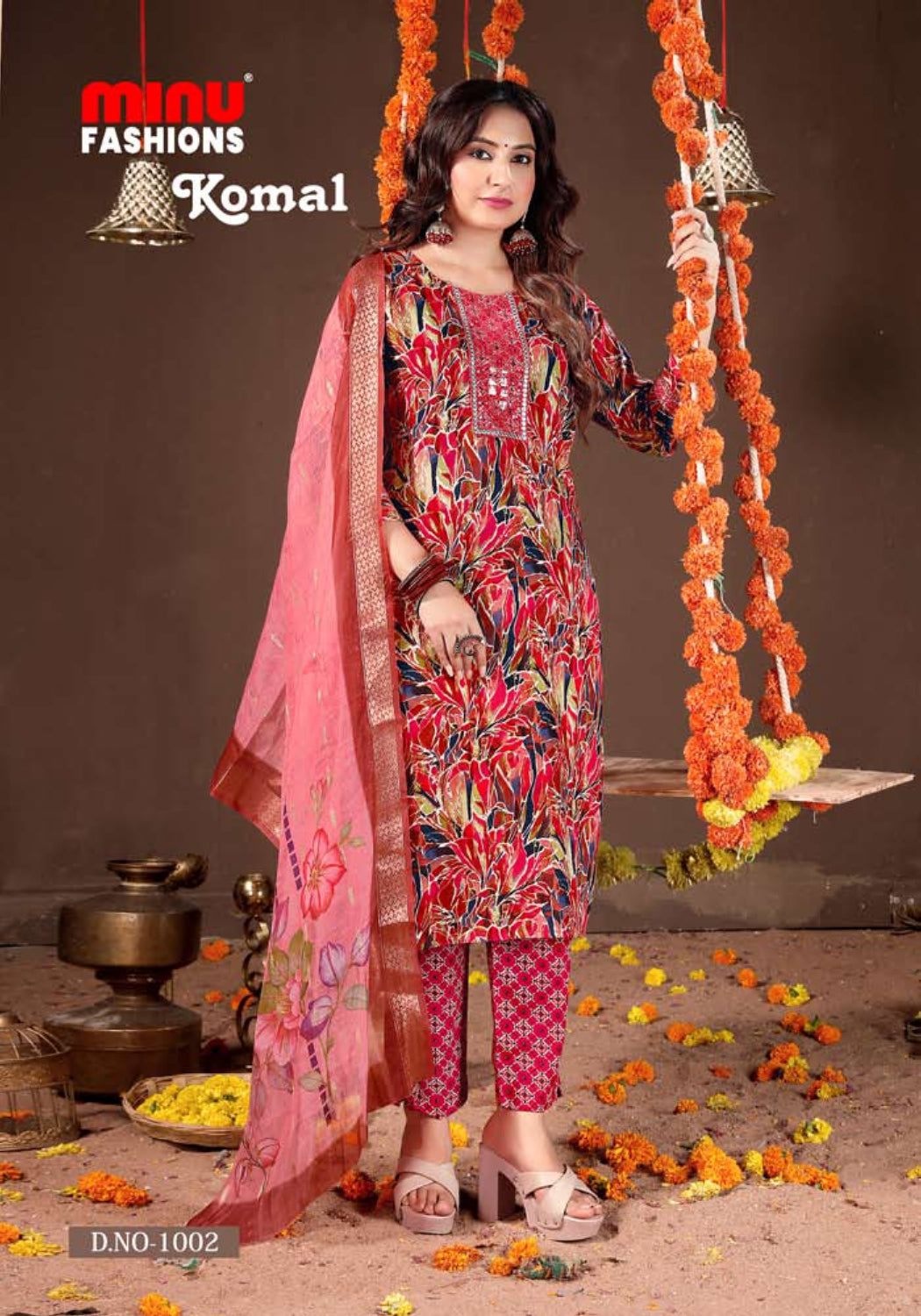 Printed Rayon Stitched Salwar Suit Komal - 8 Pcs Set