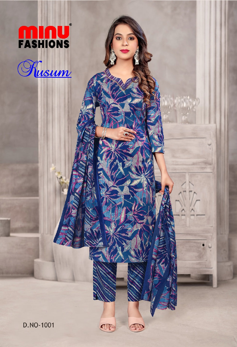 Printed Cotton Stitched Salwar Suit Kusum - 10 Pcs Set