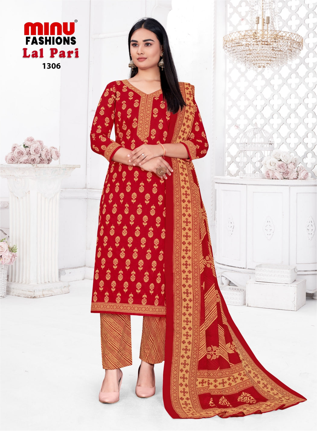 Printed Cotton Unstitched Salwar Suit Lal Pari (Vol-13) (Special Rate) - 10 Pcs Set