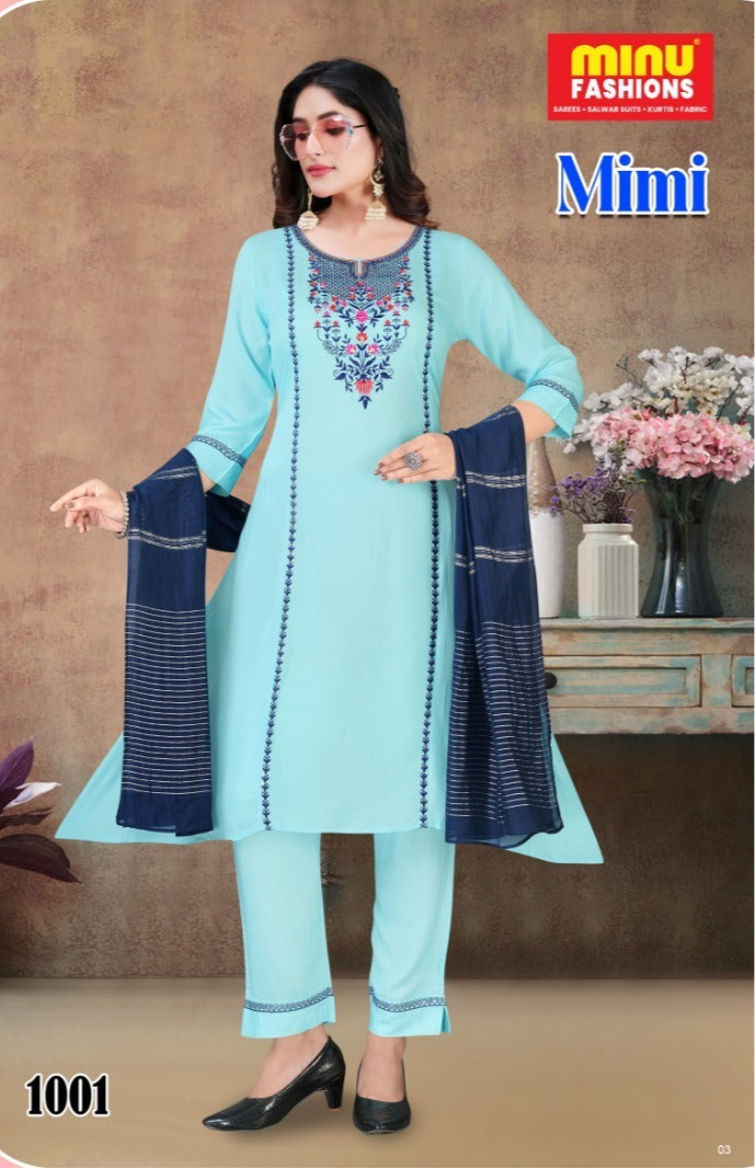 3 Piece Rayon Long Kurti Set Mimi Combo - 4 Pcs Set