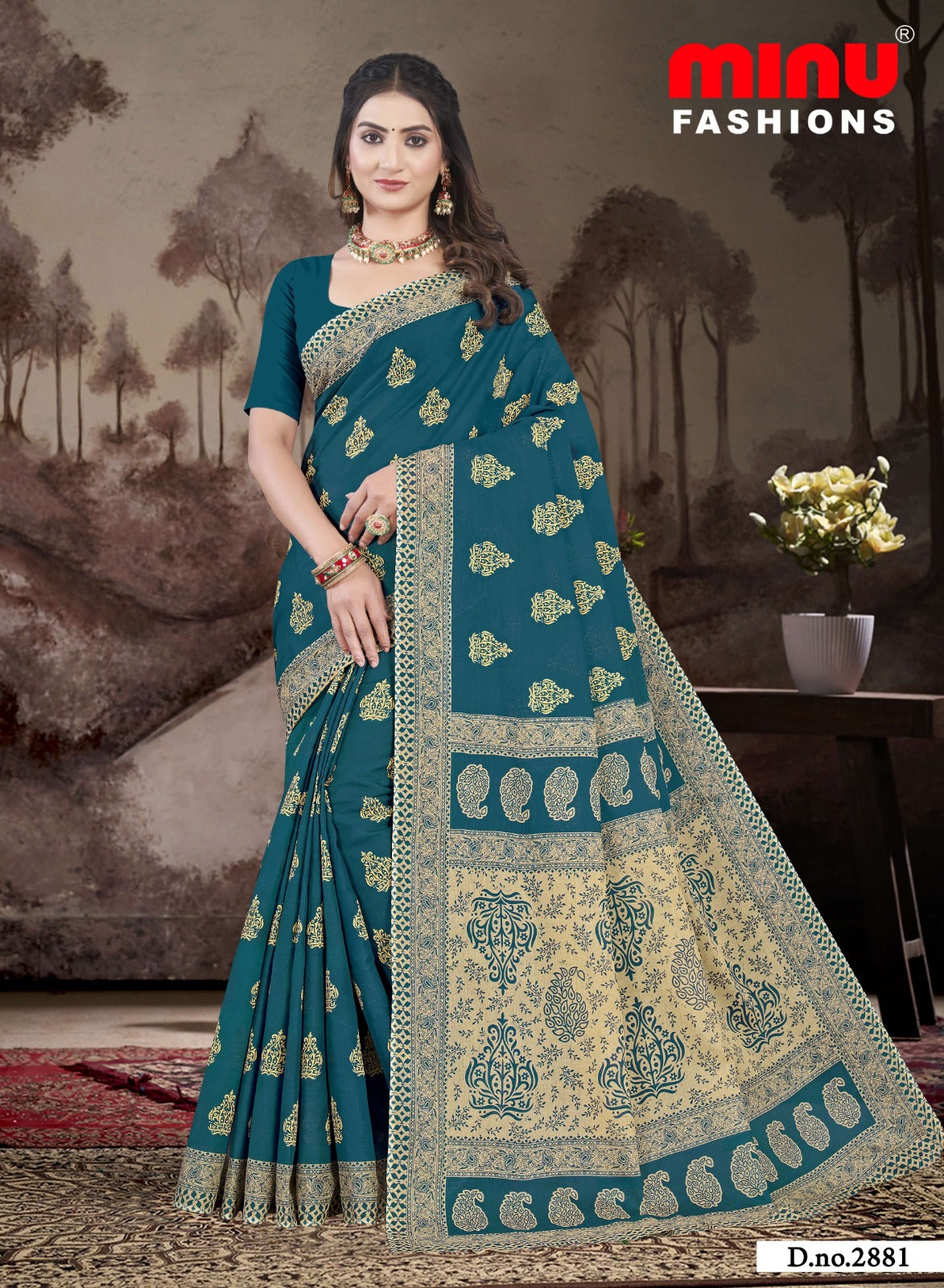 Printed Cotton Saree Manchali Kimora (Vol-2) - 10 Pcs Set