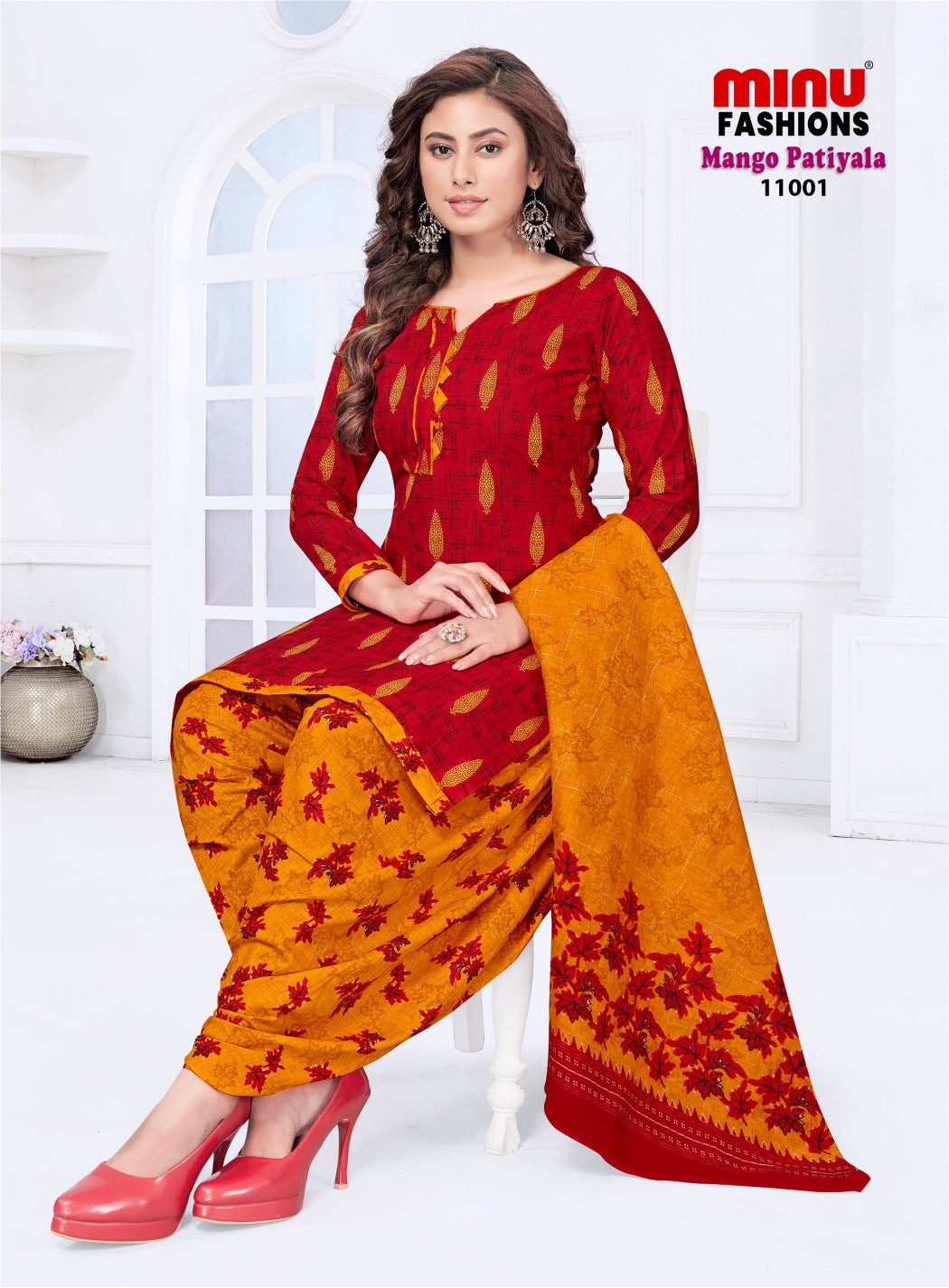 Printed Cotton Stitched Salwar Suit Mango Patiyala (Vol-11) - 10 Pcs Set