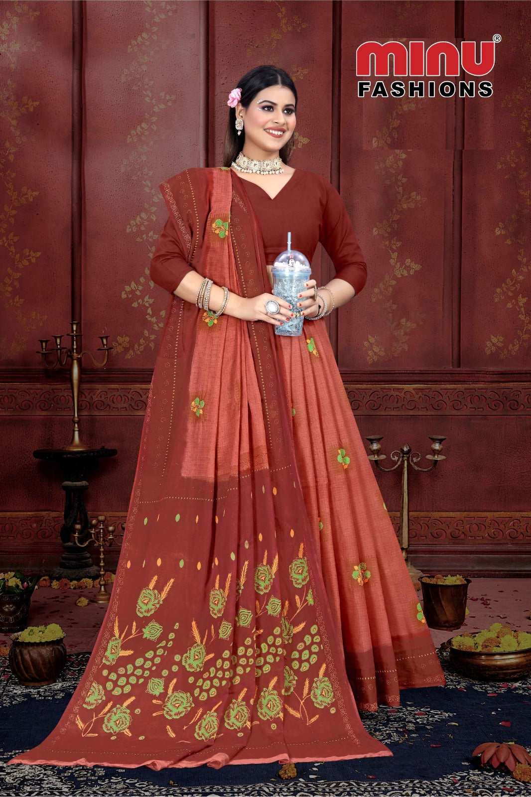 Printed Cotton Saree Miami Deep (Vol-2) - 8 Pcs Set