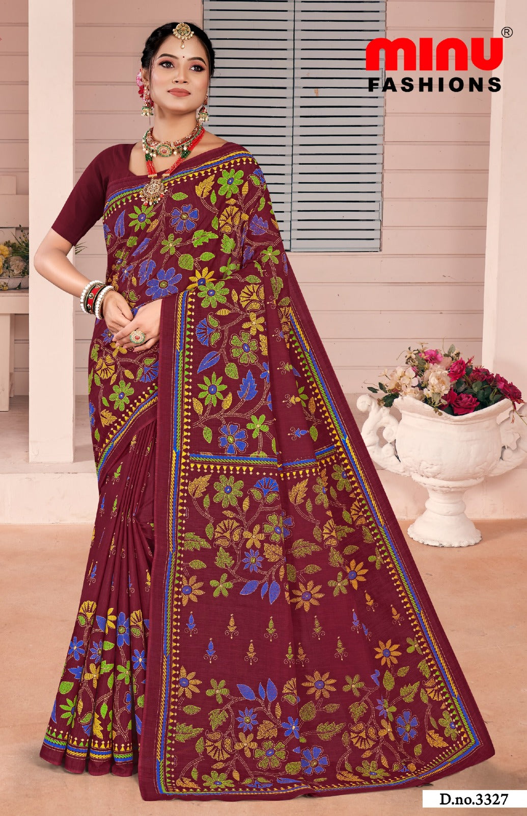 Malai Cotton Saree Nakshi Kantha (Vol-4) - 10 Pcs Set