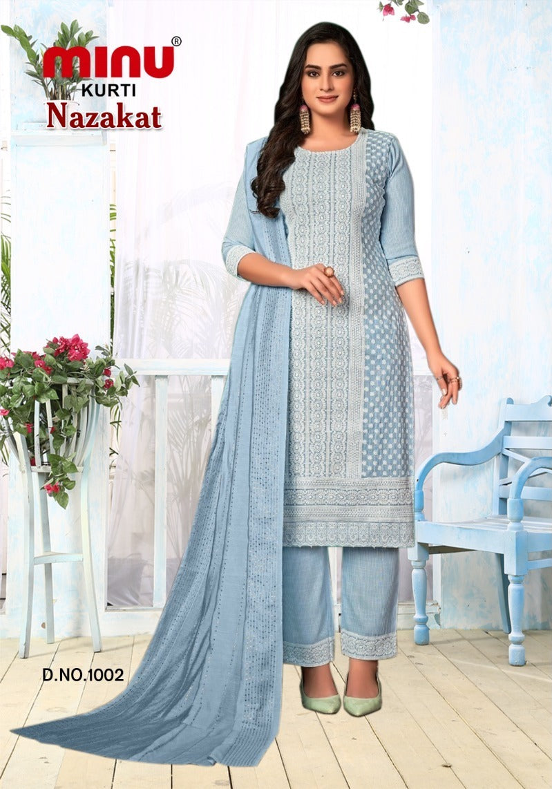 3 Piece Rayon Long Kurti Set Nazakat Combo - 4 Pcs Set