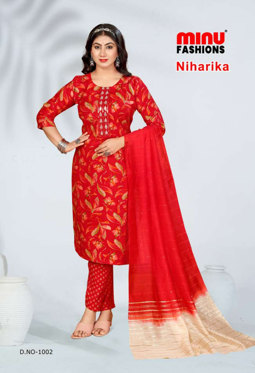 Printed Cotton Stitched Salwar Suit Niharika - 10 Pcs Set