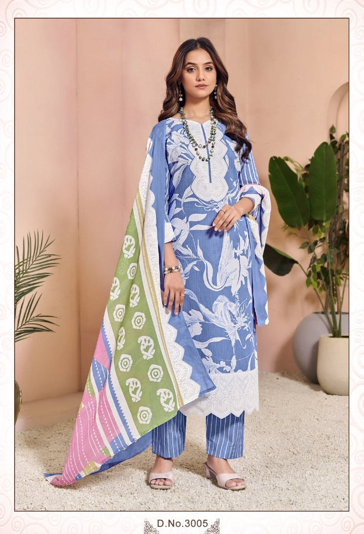 Printed Cotton Unstitched Salwar Suit Oasis Vol-3 (Special Rate) - 8 Pcs Set