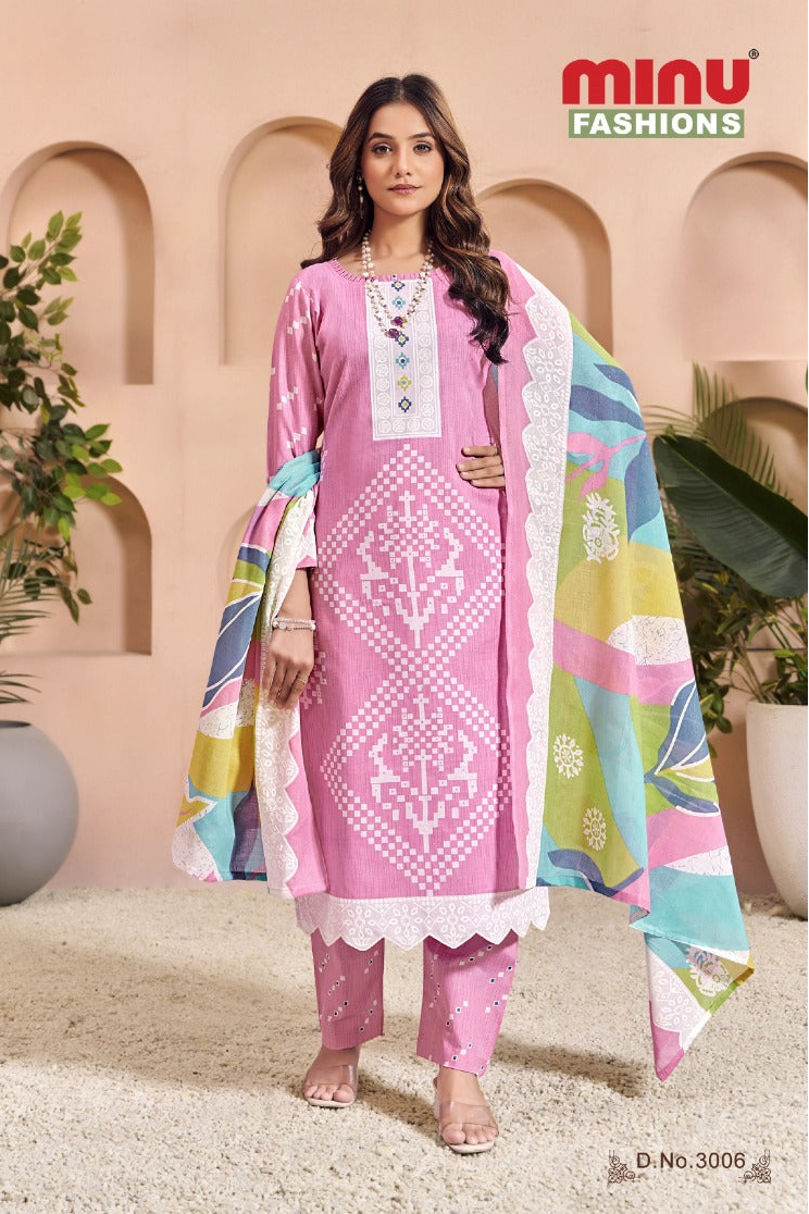 Printed Cotton Unstitched Salwar Suit Oasis Vol-3 (Special Rate) - 8 Pcs Set