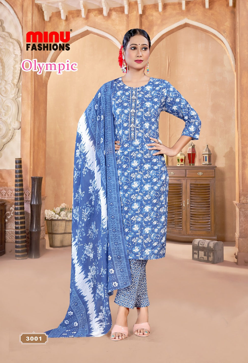 Printed Cotton Stitched Salwar Suit Olympics (Vol-3) - 10 Pcs Set