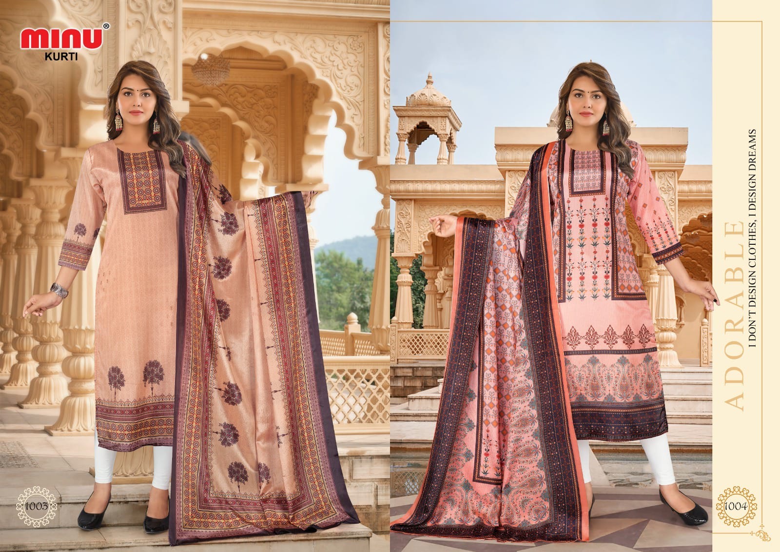 Printed Cotton Kurti Pearl - 4 Pcs Set