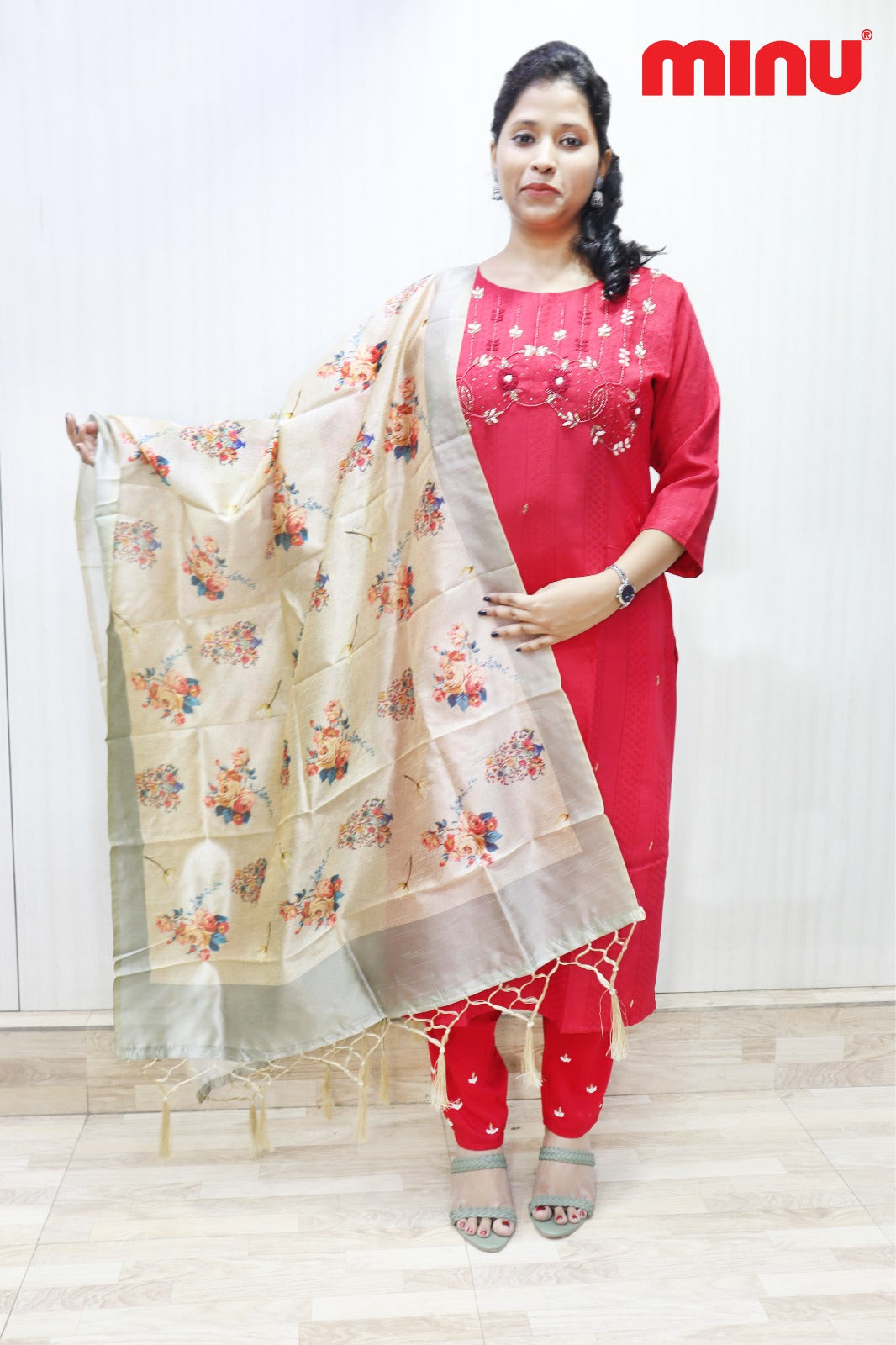 3 Piece Cotton Kurti Set Pooja Special (Special Rate) - 3 Pcs Set