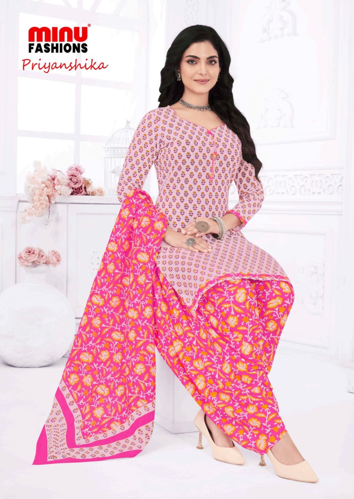 Printed Cotton Unstitched Salwar Suit Priyanshika (Special Rate) - 16 Pcs Set