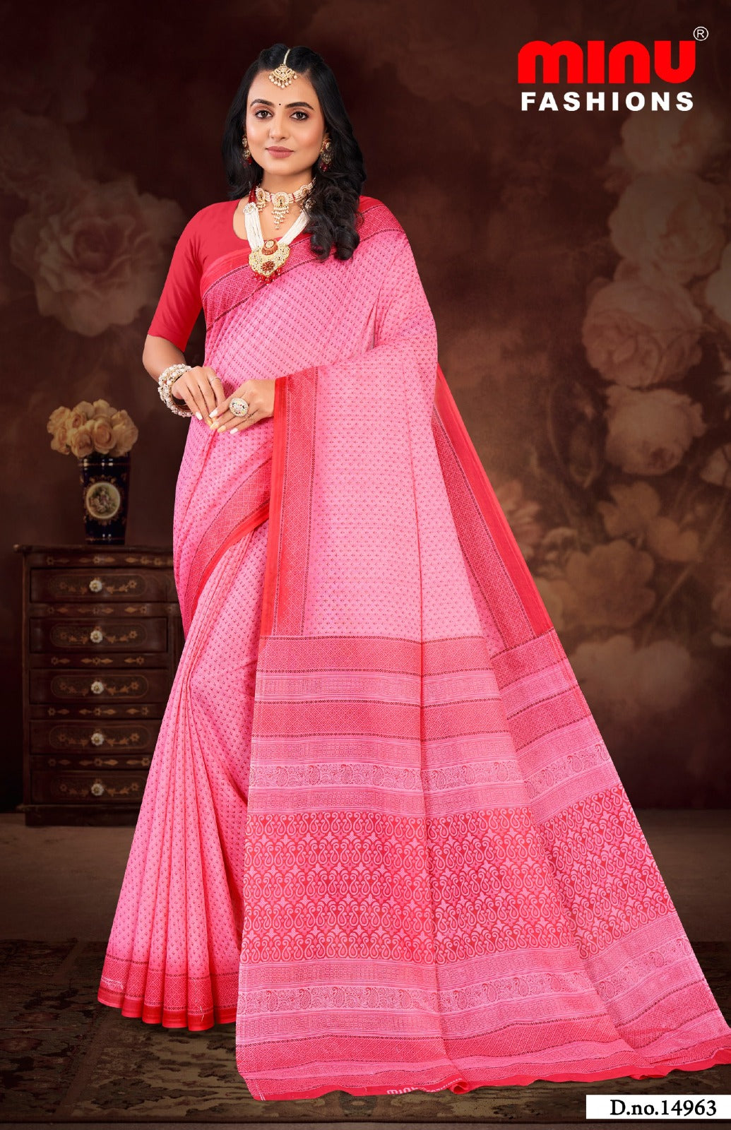 Malai Cotton Saree Priyatama Buti (Vol-5) - 10 Pcs Set