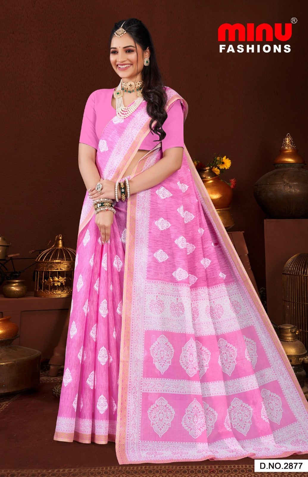 Malai Cotton Saree Priyatama Pestal - 10 Pcs Set