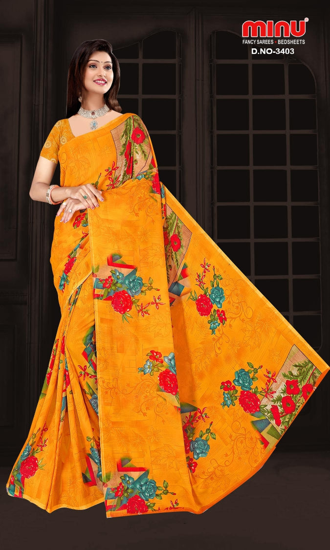Fancy Saree Rainbow (BP) - 12 Pcs Set