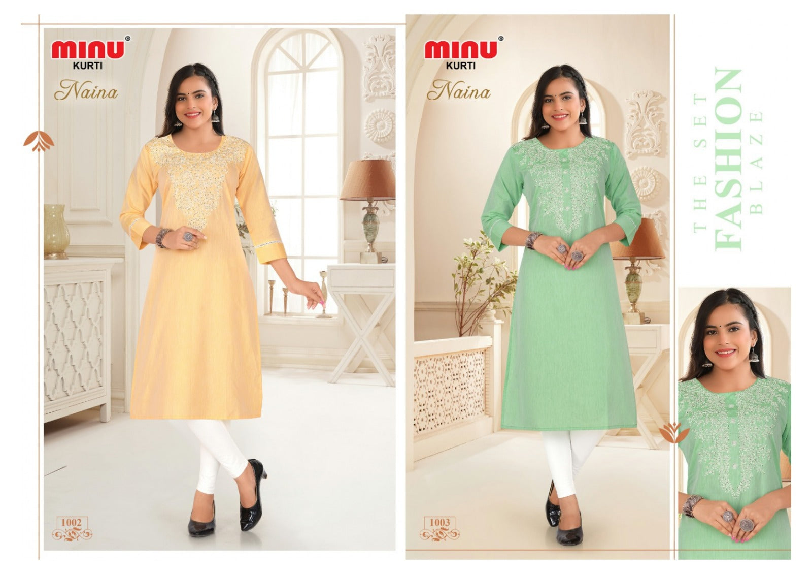Rayon Long Kurti Naina - 4 Pcs Set