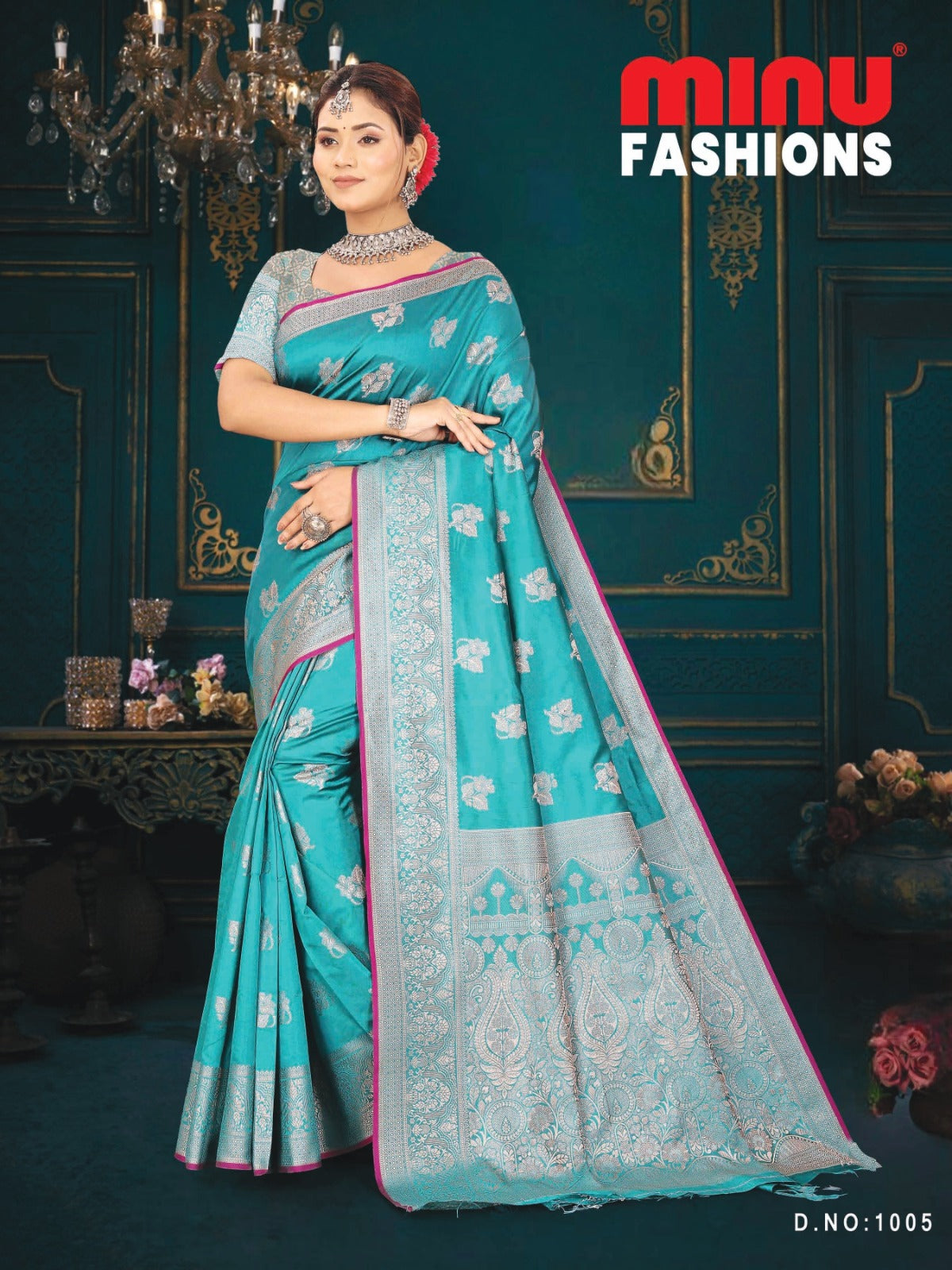 Fancy Saree Rosemerry (BP) - 6 Pcs Set