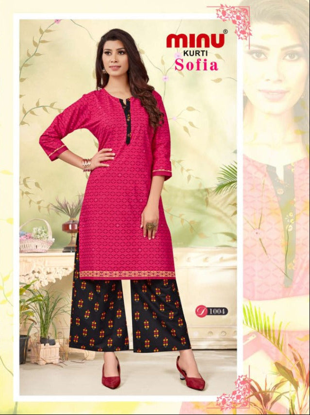 2 Piece Cotton Kurti Set Sofia Combo - 6 Pcs Set