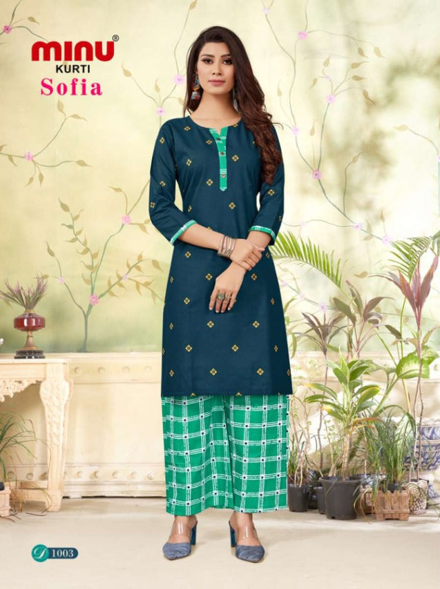 2 Piece Cotton Kurti Set Sofia Combo - 6 Pcs Set