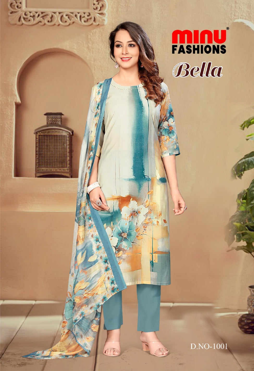 Printed Cotton Stitched Salwar Suit Bella - 6 Pcs Set