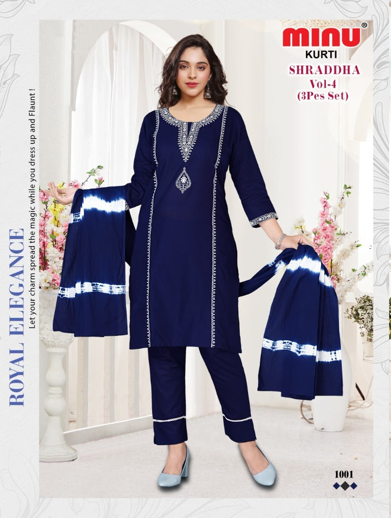 3 Piece Cotton Kurti Set Sharaddha (Vol-4) - 6 Pcs Set