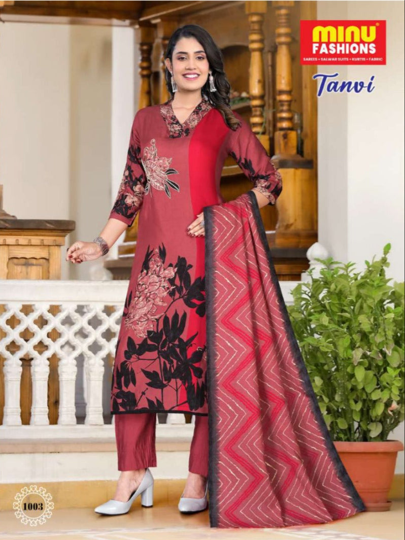 3 Piece Cotton Long Kurti Set Tanvi - 3 Pcs Set