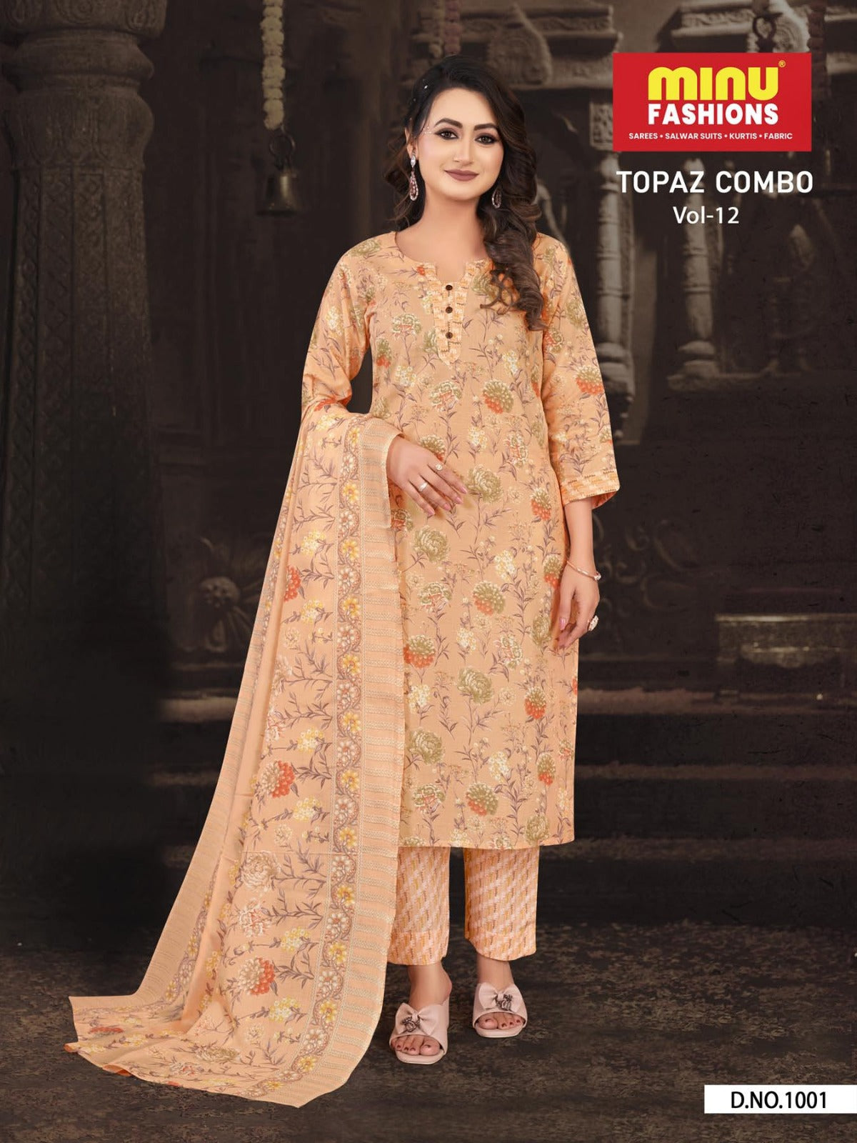 3 Piece Cotton Long Kurti Set Topaz (Vol-12) - 8 Pcs Set
