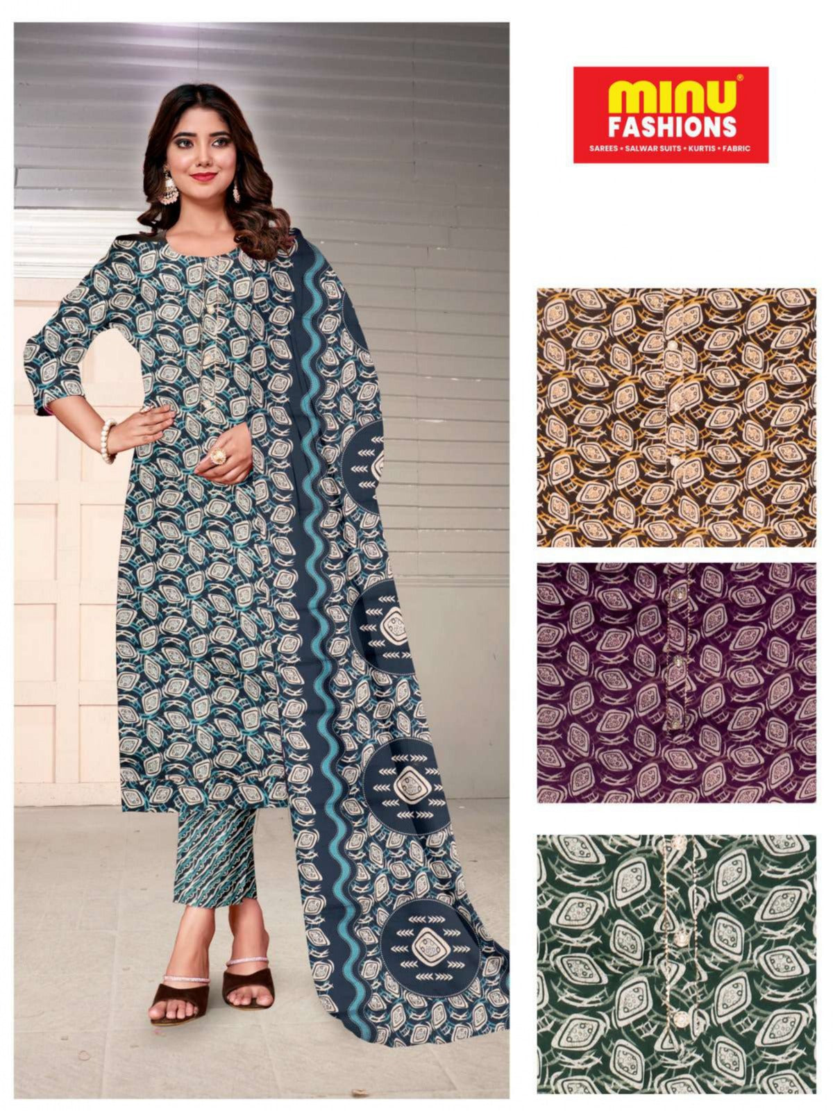 Unstitched Winter Suit Queen (Special Rate) - 4 Pcs Set