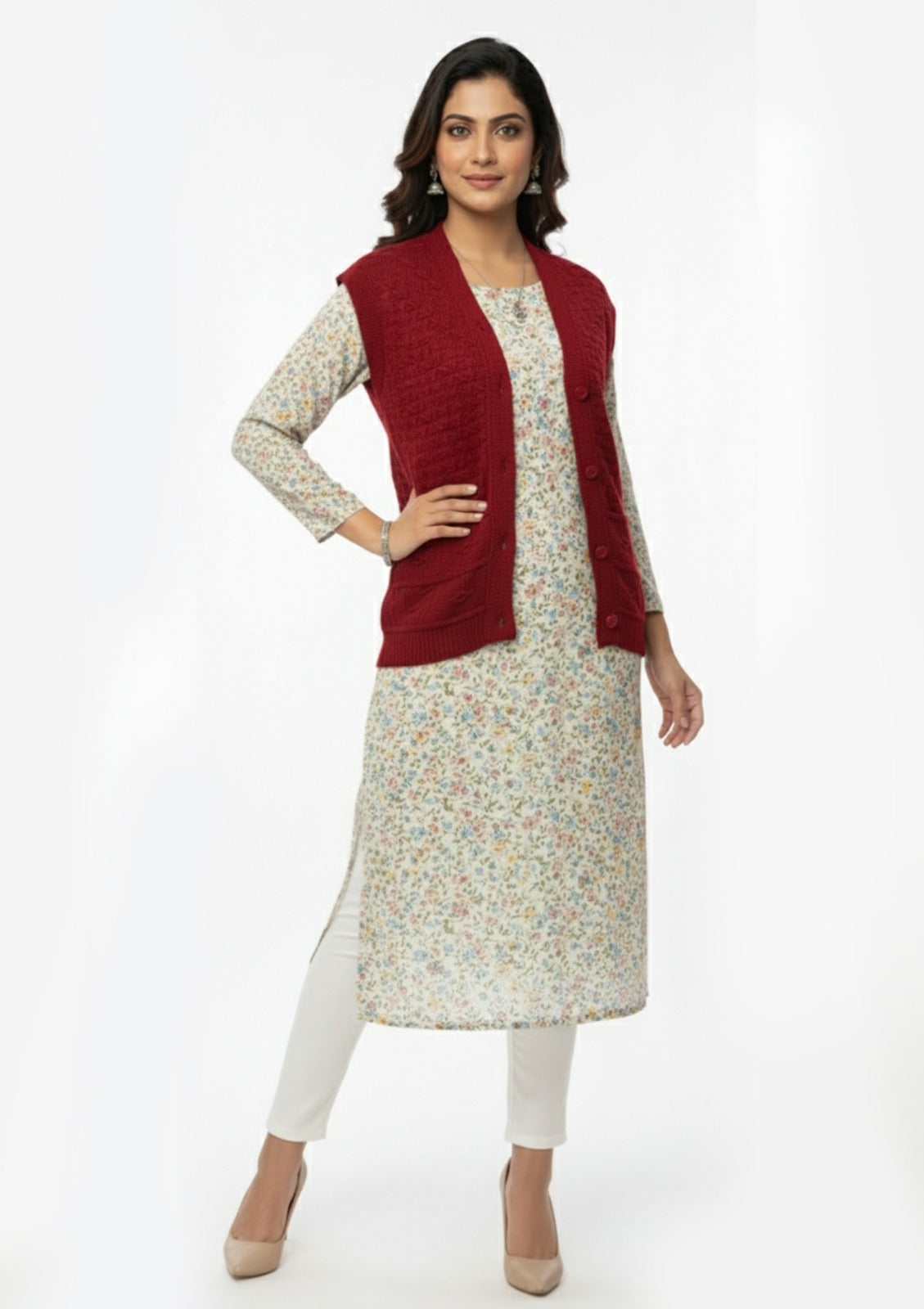 Woolen Half Sleeve Pullover Kusum (Special Rate) - Assorted 6 Pcs