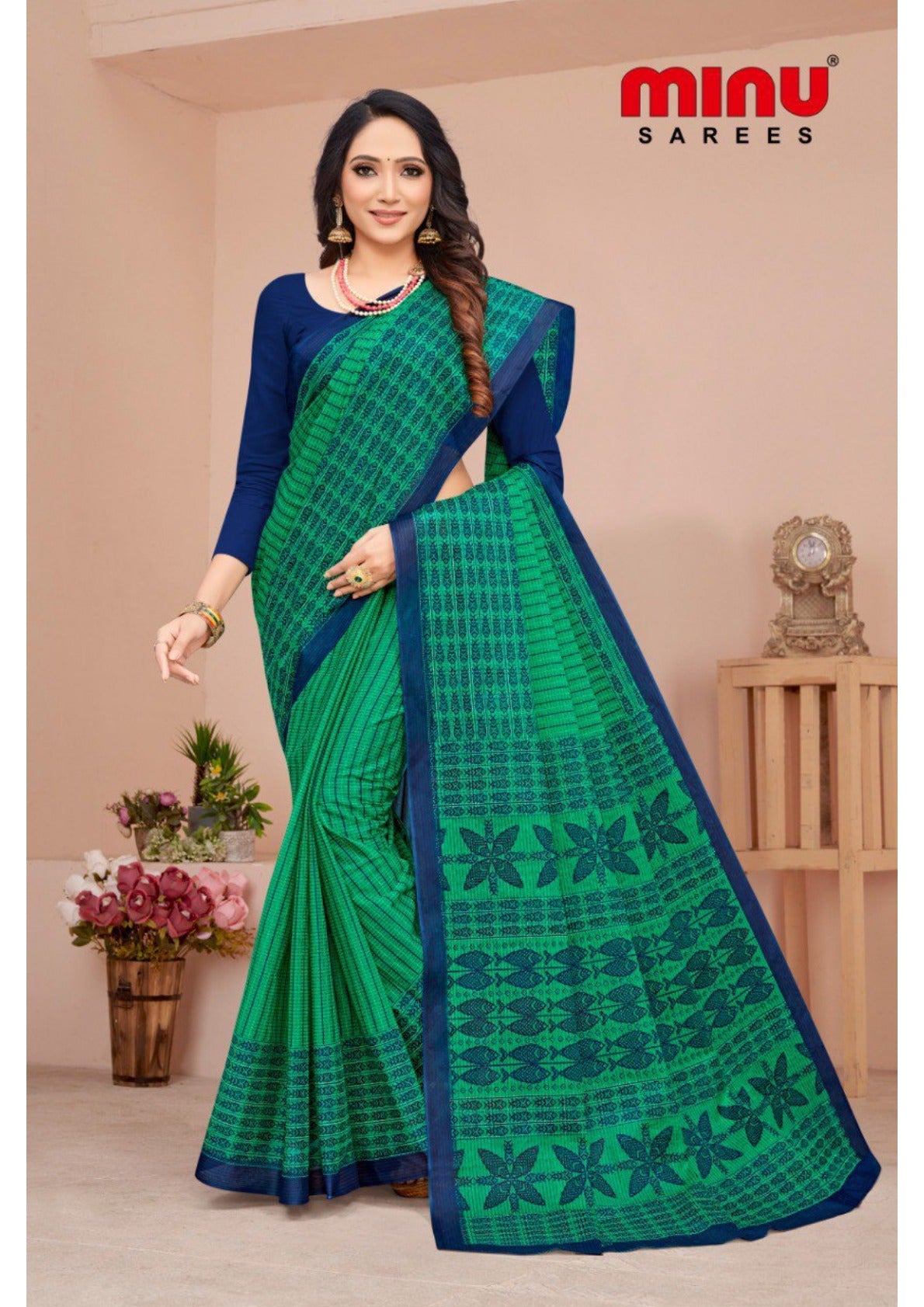 Green tant saree wholesale for online retailers