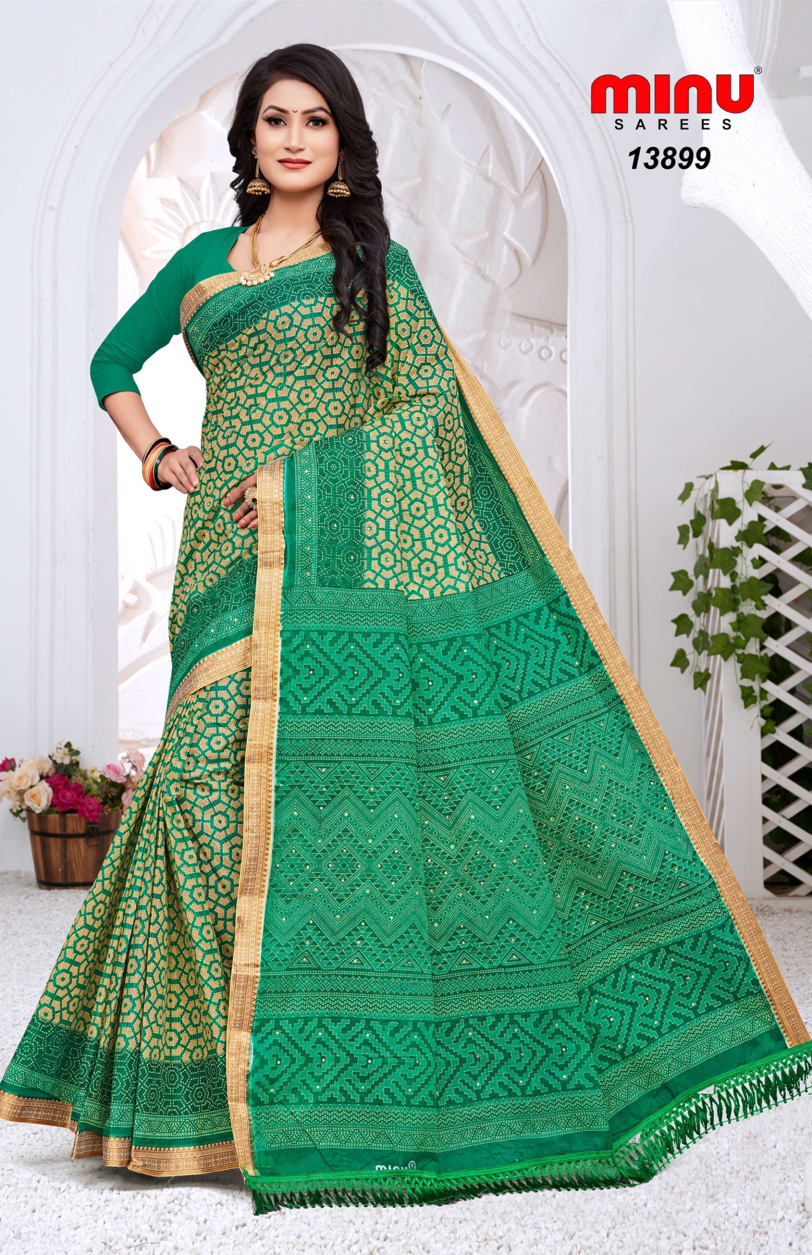 best offers on green printed cotton saree for wholesalers and retailers