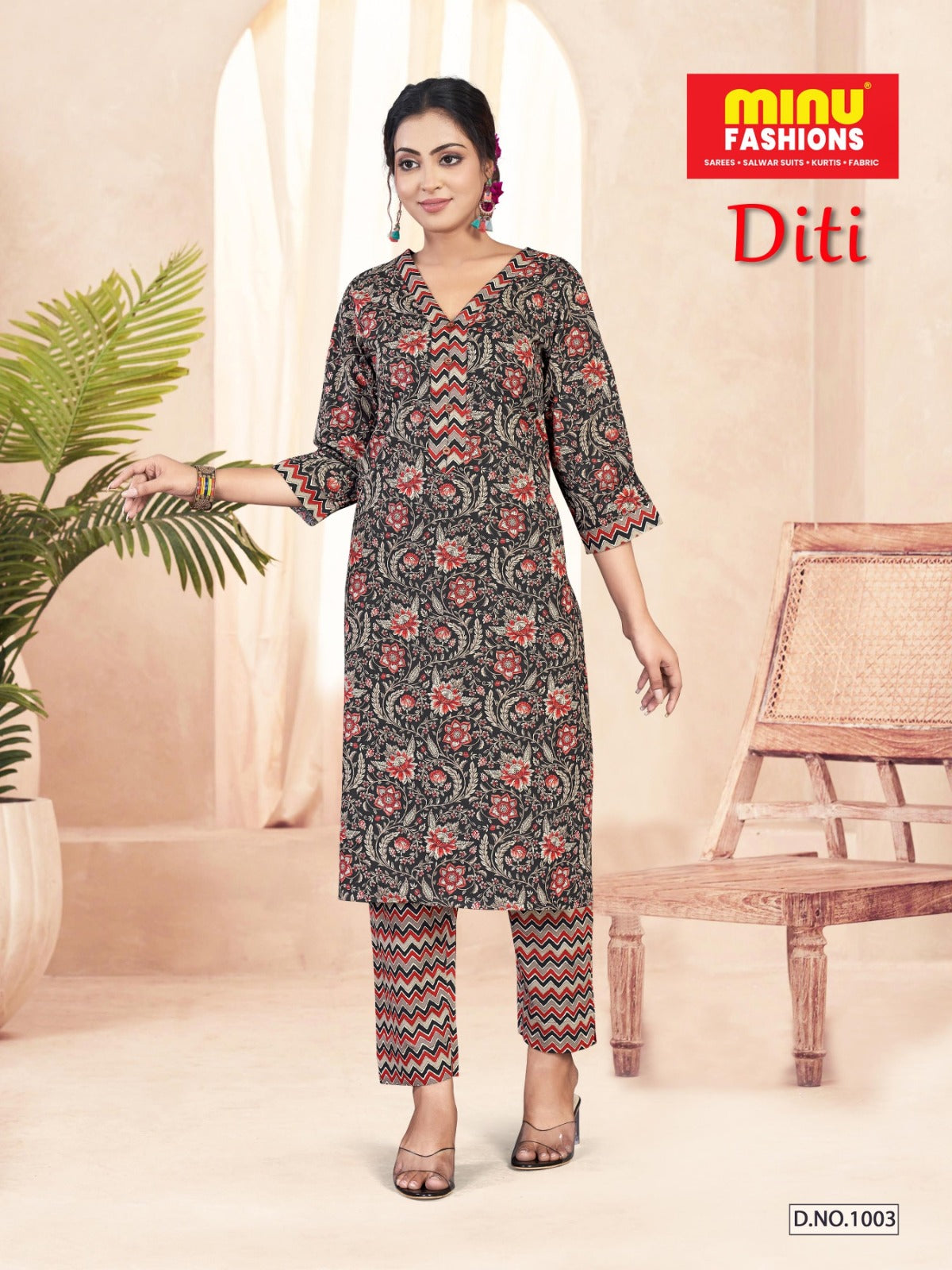 2 Piece Cotton Kurti Set Diti Combo - 4 Pcs Set