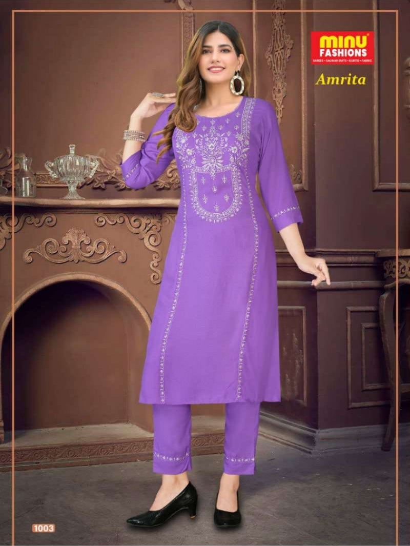 2 Piece Rayon Kurti Set Amrita Combo - 4 Pcs Set
