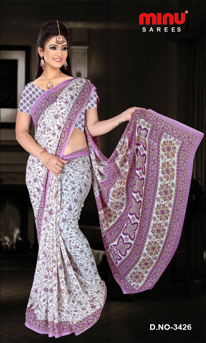 Fancy Saree Aavya Georgette (BP) - 8 Pcs Set