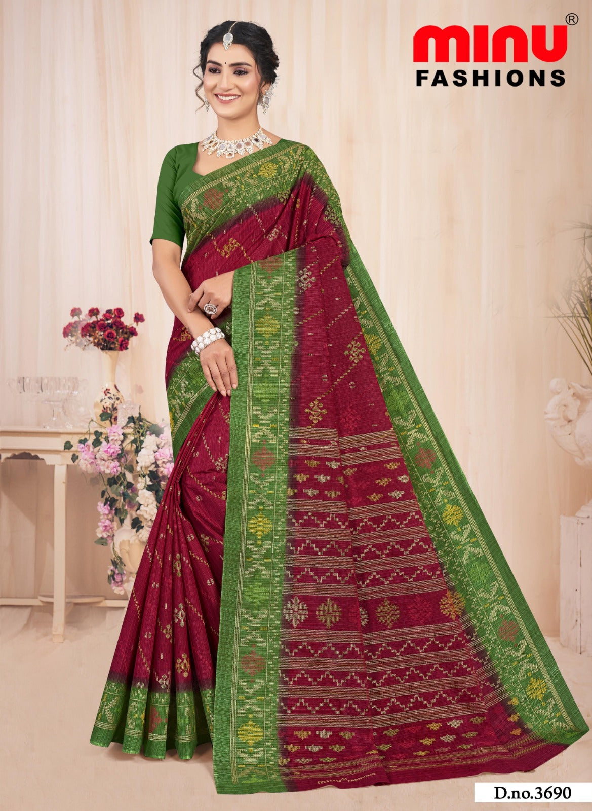 Malai Cotton Saree Binodini - 8 Pcs Set
