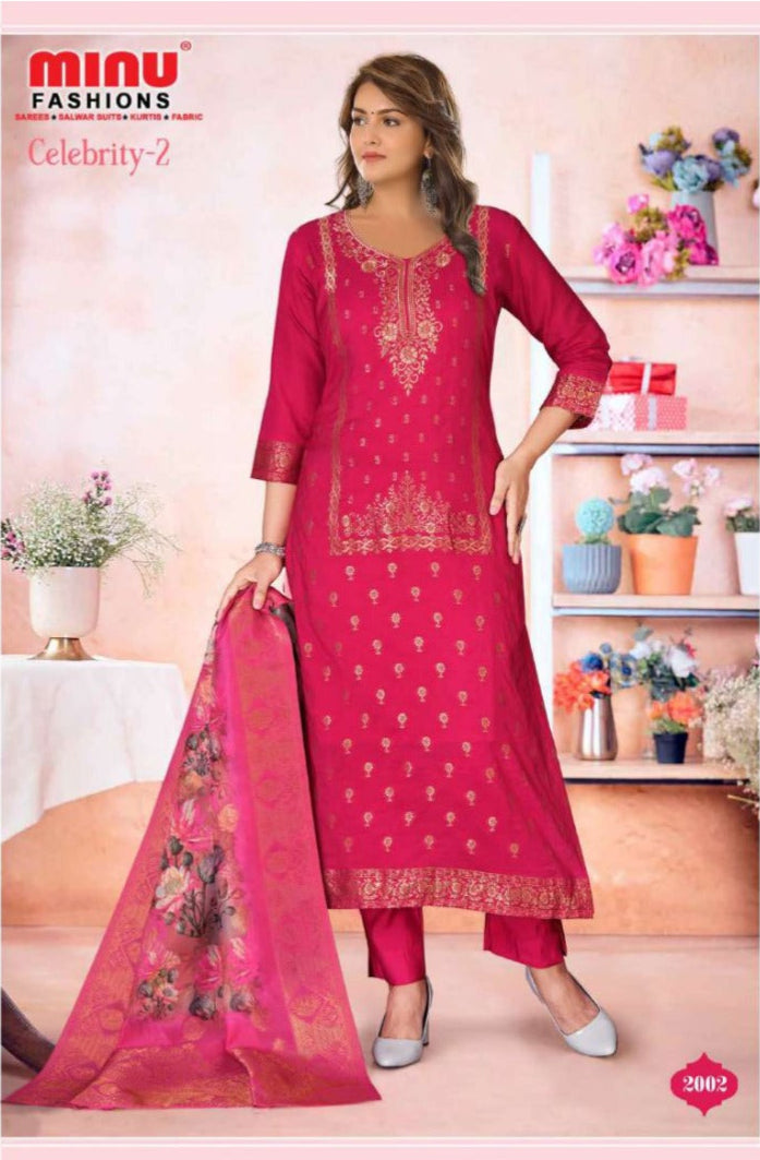 3 Piece Cotton Long Kurti Set Celebrity - 3 Pcs Set