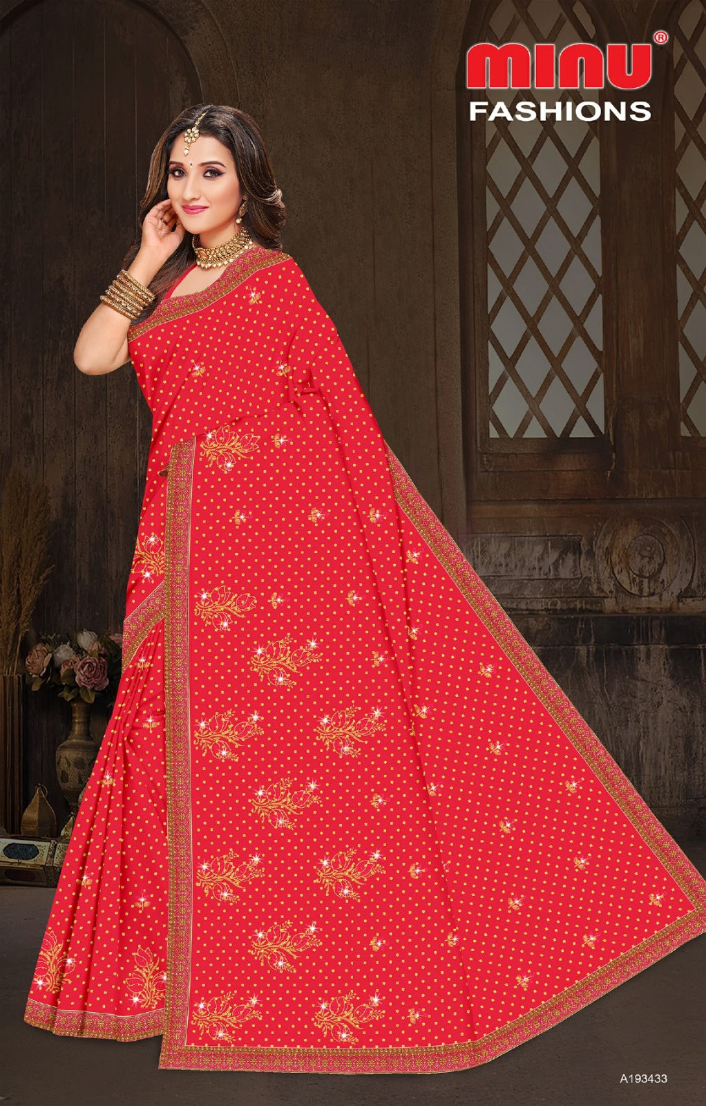 Embroidered Cotton Saree Craftry (Special Rate) - 8 Pcs Set