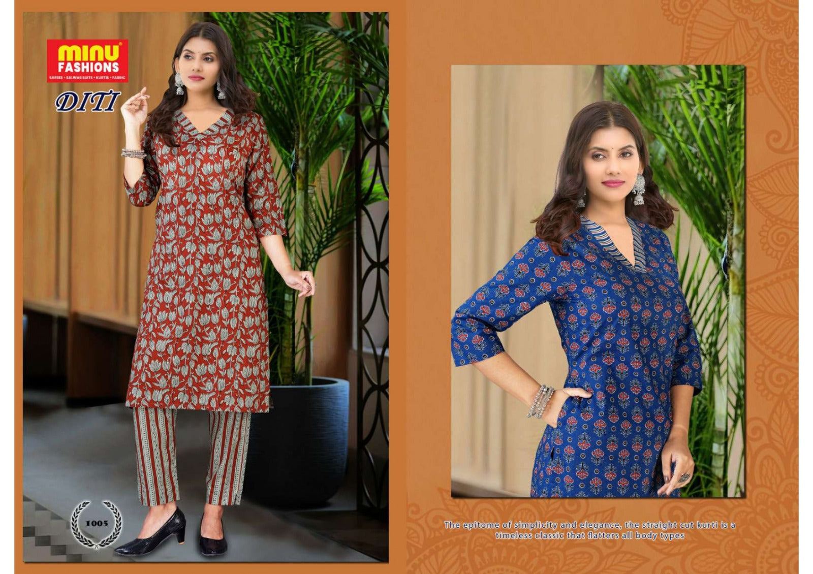 2 Piece Cotton Kurti Set Diti Combo (Vol-2) - 6 Pcs Set