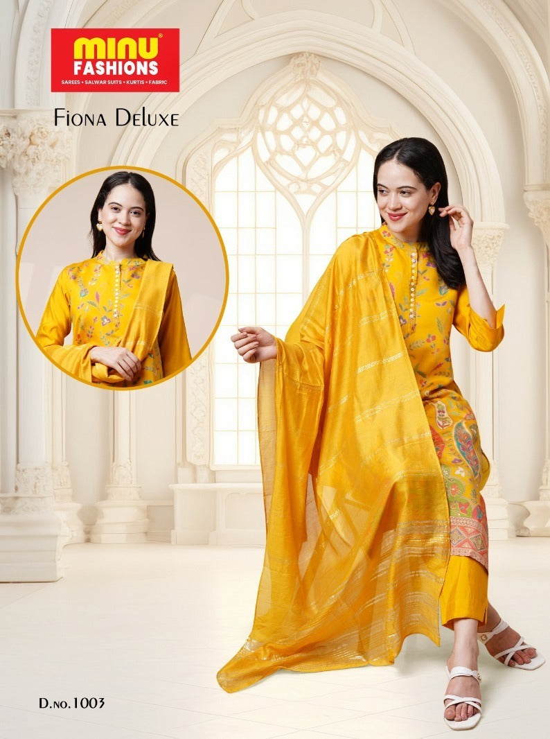3 Piece Cotton Kurti Set Fiona Deluxe Combo - 6 Pcs Set