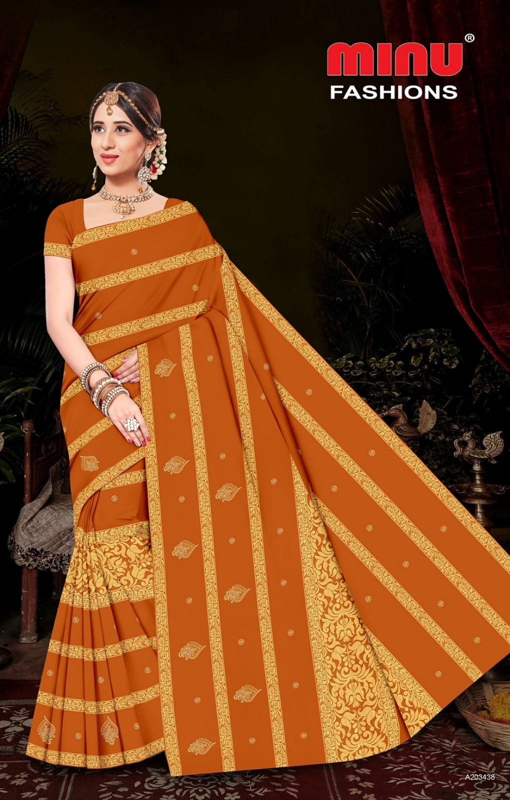 Embroidered Cotton Saree Free Hit (Special Rate) - 8 Pcs Set