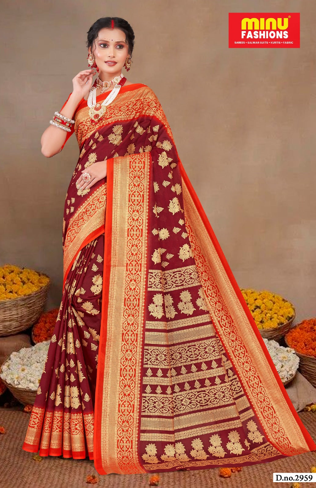 Malai Cotton Saree Gold Star (Vol- 3) - 10 Pcs Set