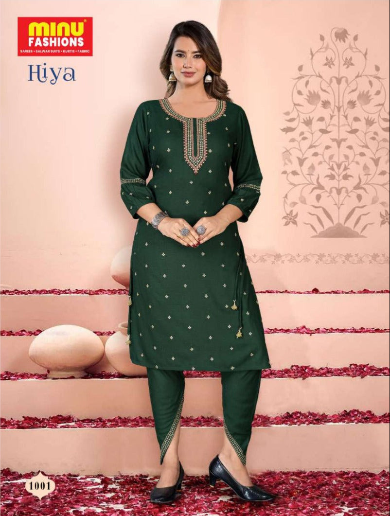 2 Piece Rayon Kurti Set Hiya Combo - 4 Pcs Set