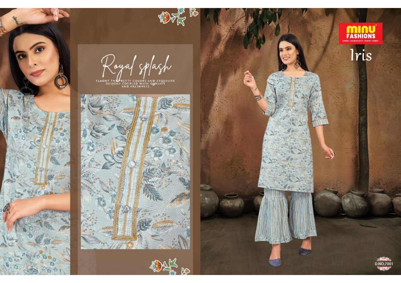 2 Piece Muslin Kurti Set Iris Combo (Vol-7) - 5 Pcs Set