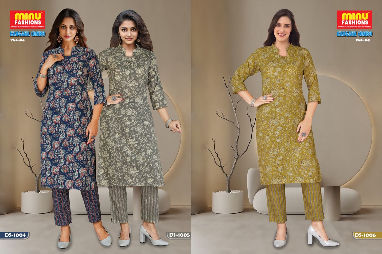 2 Piece Cotton Kurti Set Kangna Combo (Vol-4) - 10 Pcs Set