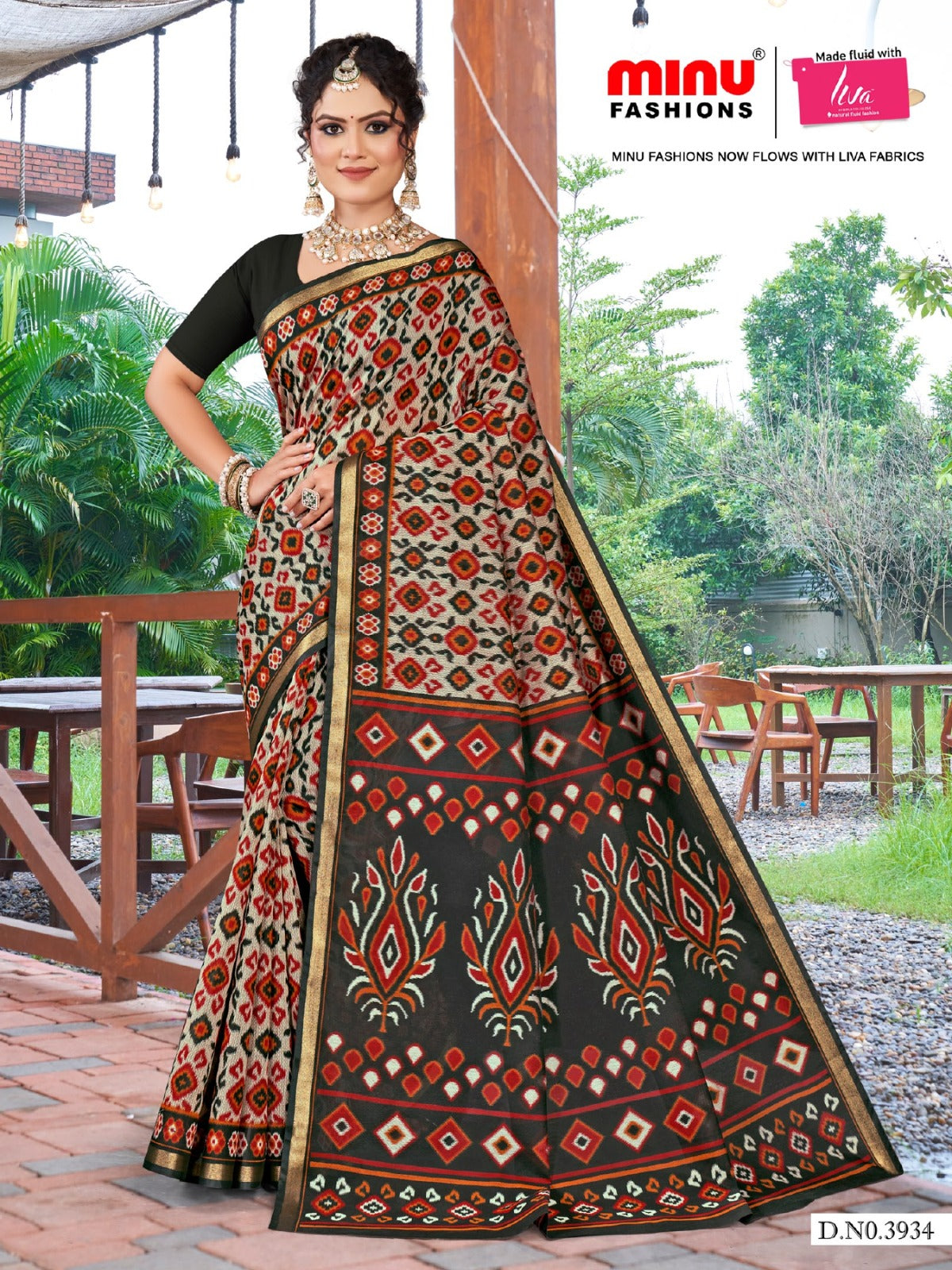 Malai Cotton Saree Kanishka Ikkat - 8 Pcs Set