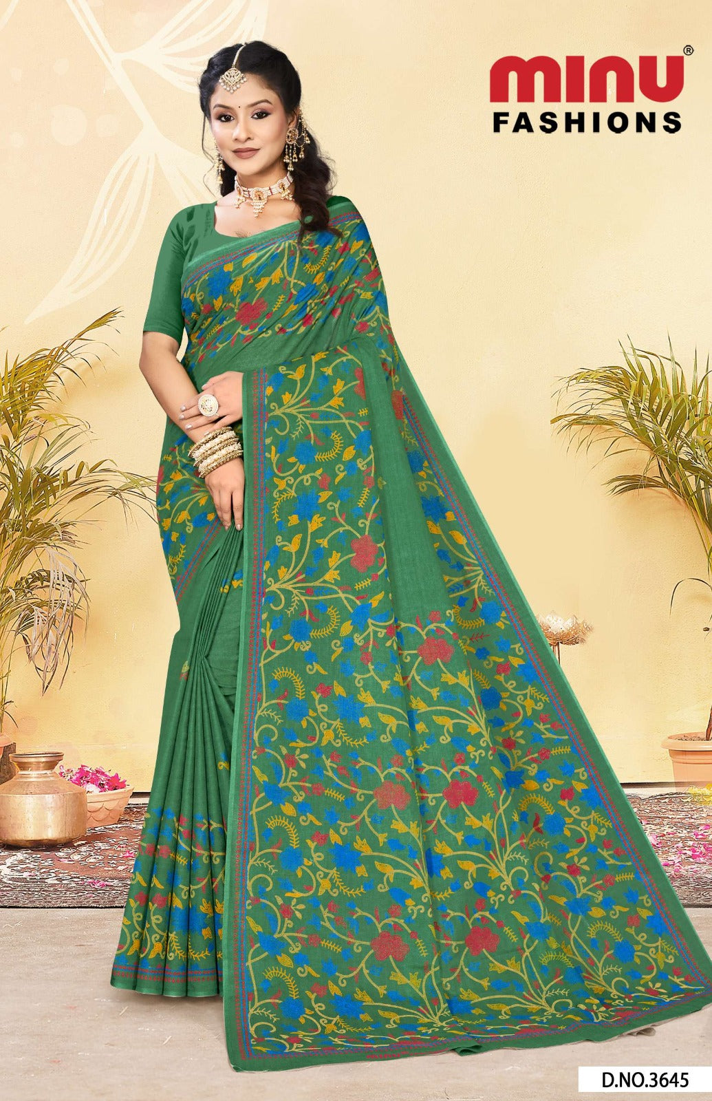 Malai Cotton Saree Kashmiri Cotton (Vol-3) - 8 Pcs Set